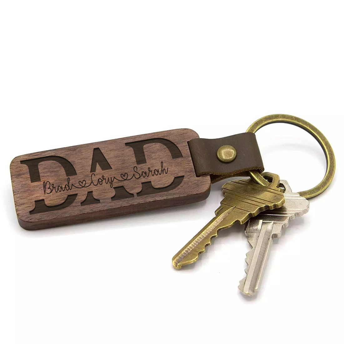 Split Name Single Line Wooden Key Chain