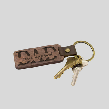 Split Name Single Line Wooden Key Chain