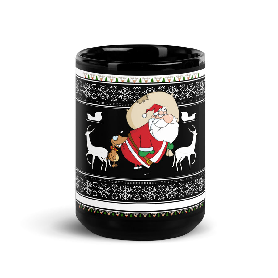 Santa's Black Glossy Mug